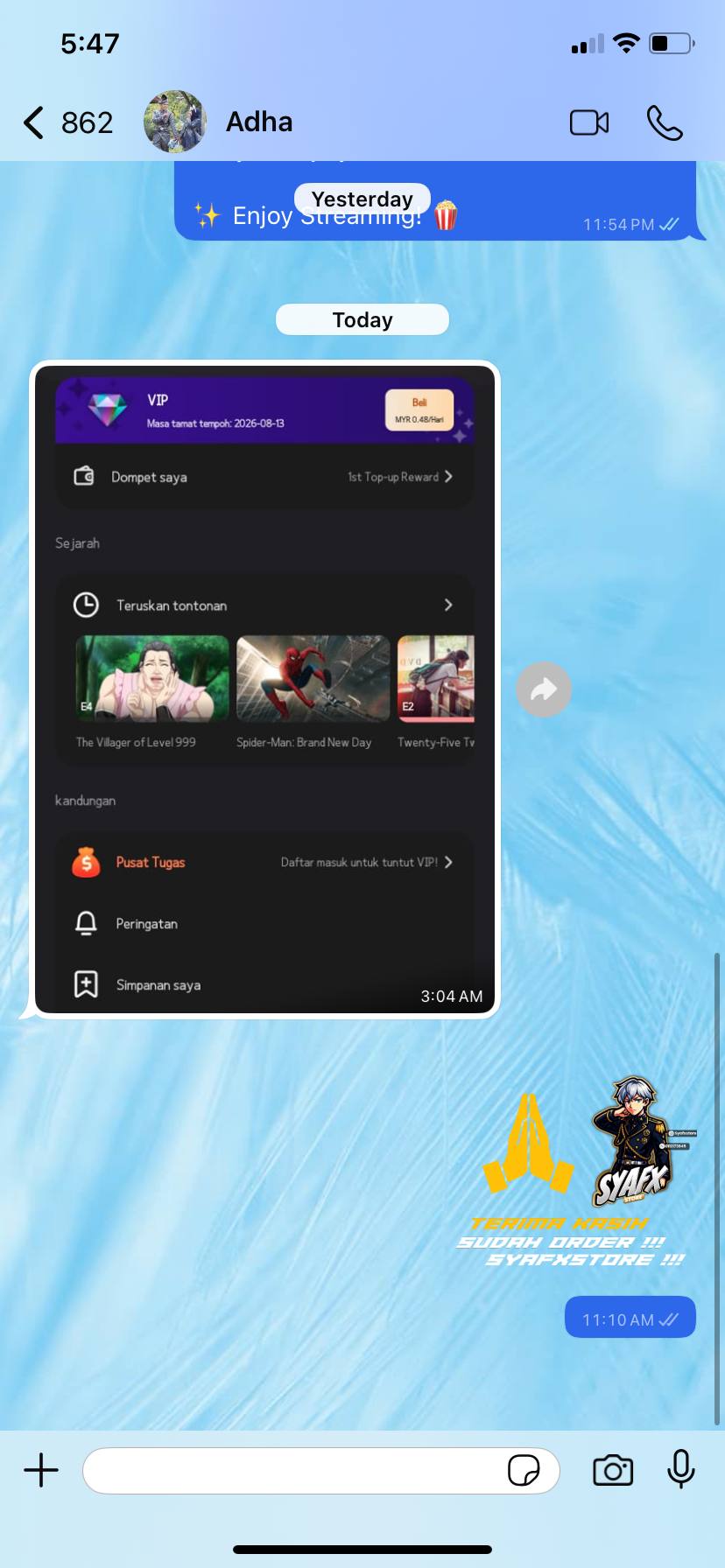 Customer WhatsApp feedback screenshot 5
